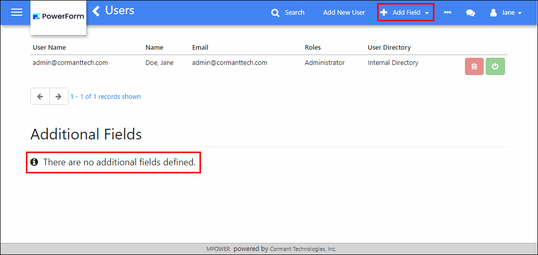 How to Add Field at a User Level