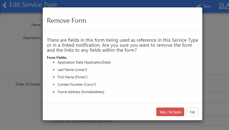 How to Remove Forms in a Service Type