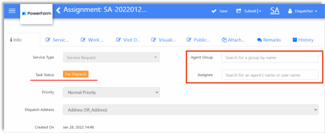 Screen Feature: Allow Task Dispatch