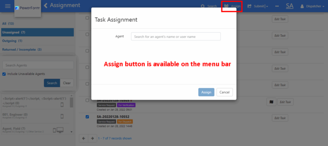 Dispatch Stat Screen Screen Feature: Allow Task Dispatch